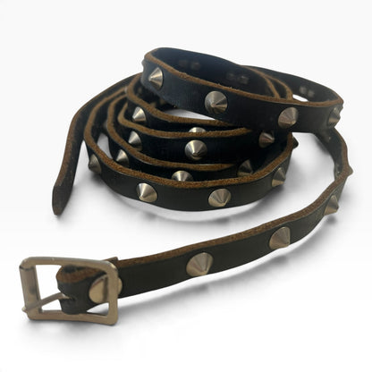 BLACK STUDDED LEATHER BELT