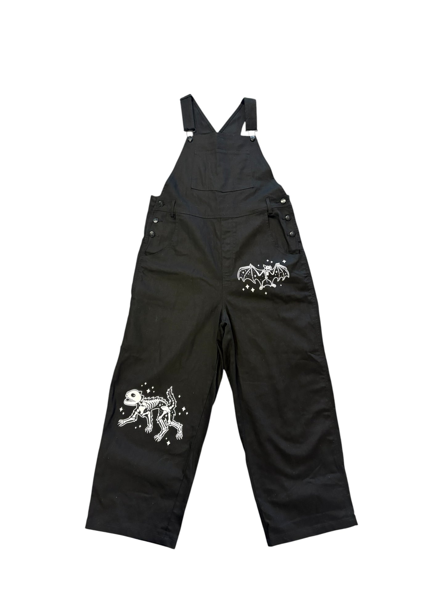 BLACK ANIMAL SKELETON DUNGAREES | 12