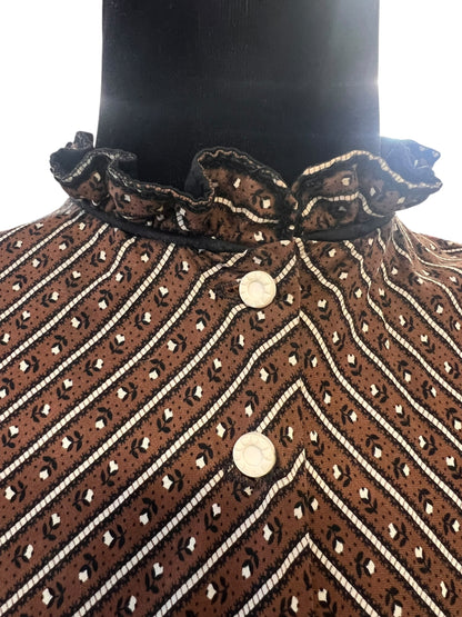 1950s BROWN & CREAM DRESS | 6