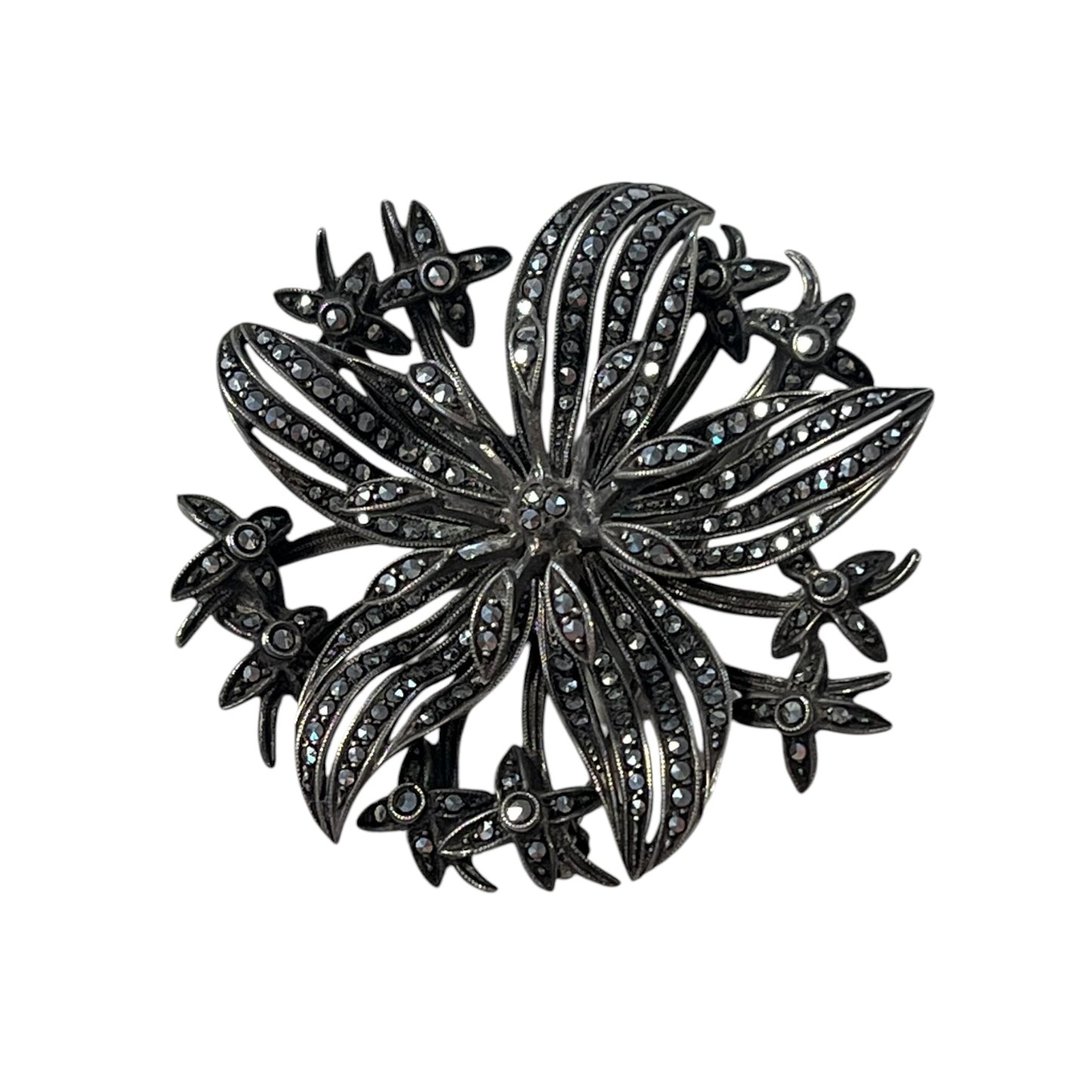 FINE SILVER MARCASITE BROOCH