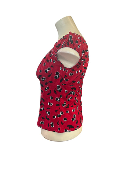HELL BUNNY RED CHERRY PEASANT TOP | XL