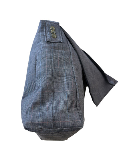 BLUE GREY RECYCLED SUIT JACKET SATCHEL
