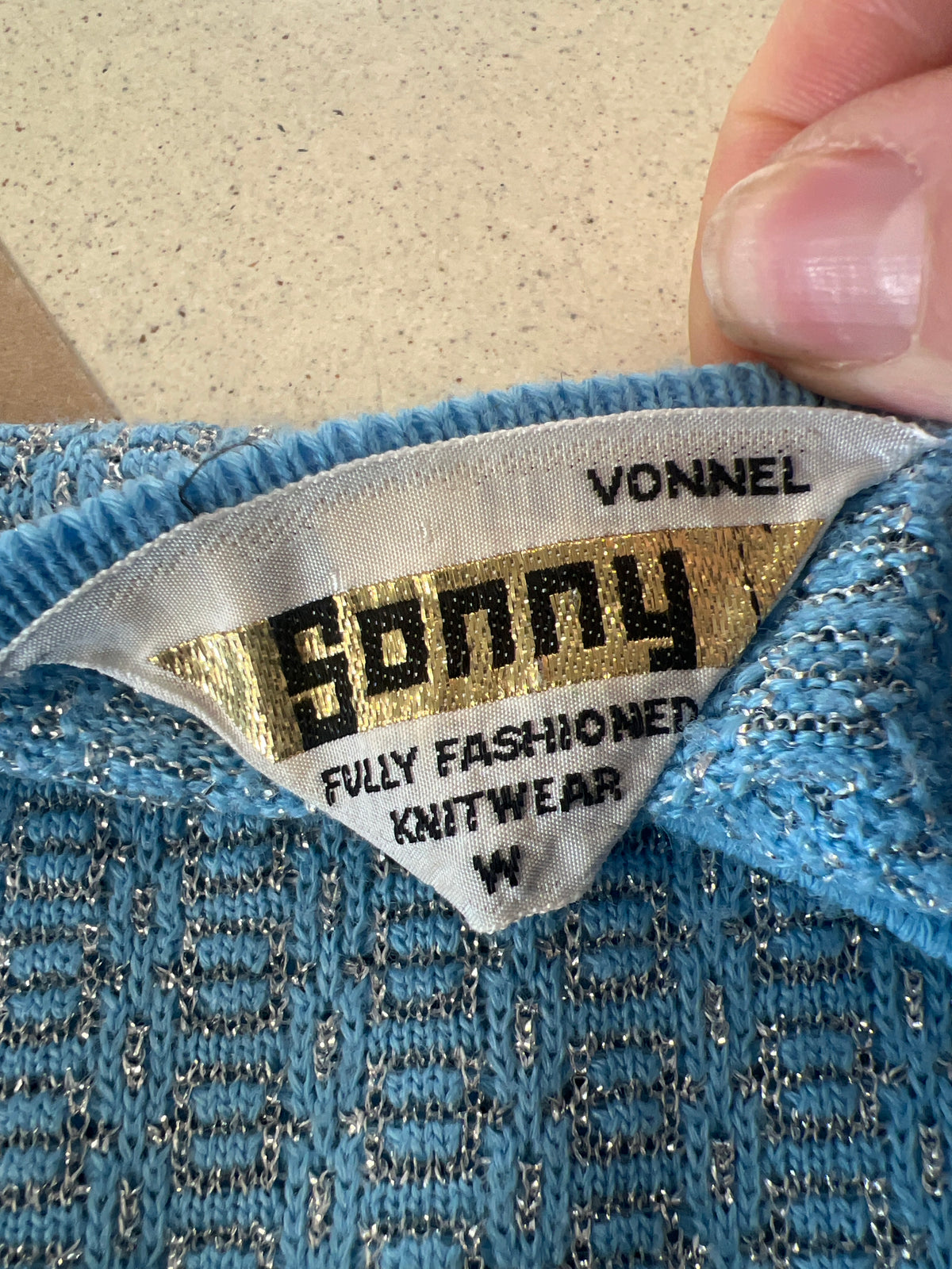 SONNY BLUE GLITTER KNIT TOP | 10