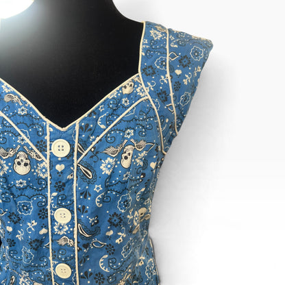 HELLBUNNY BLUE SKULL DRESS | M