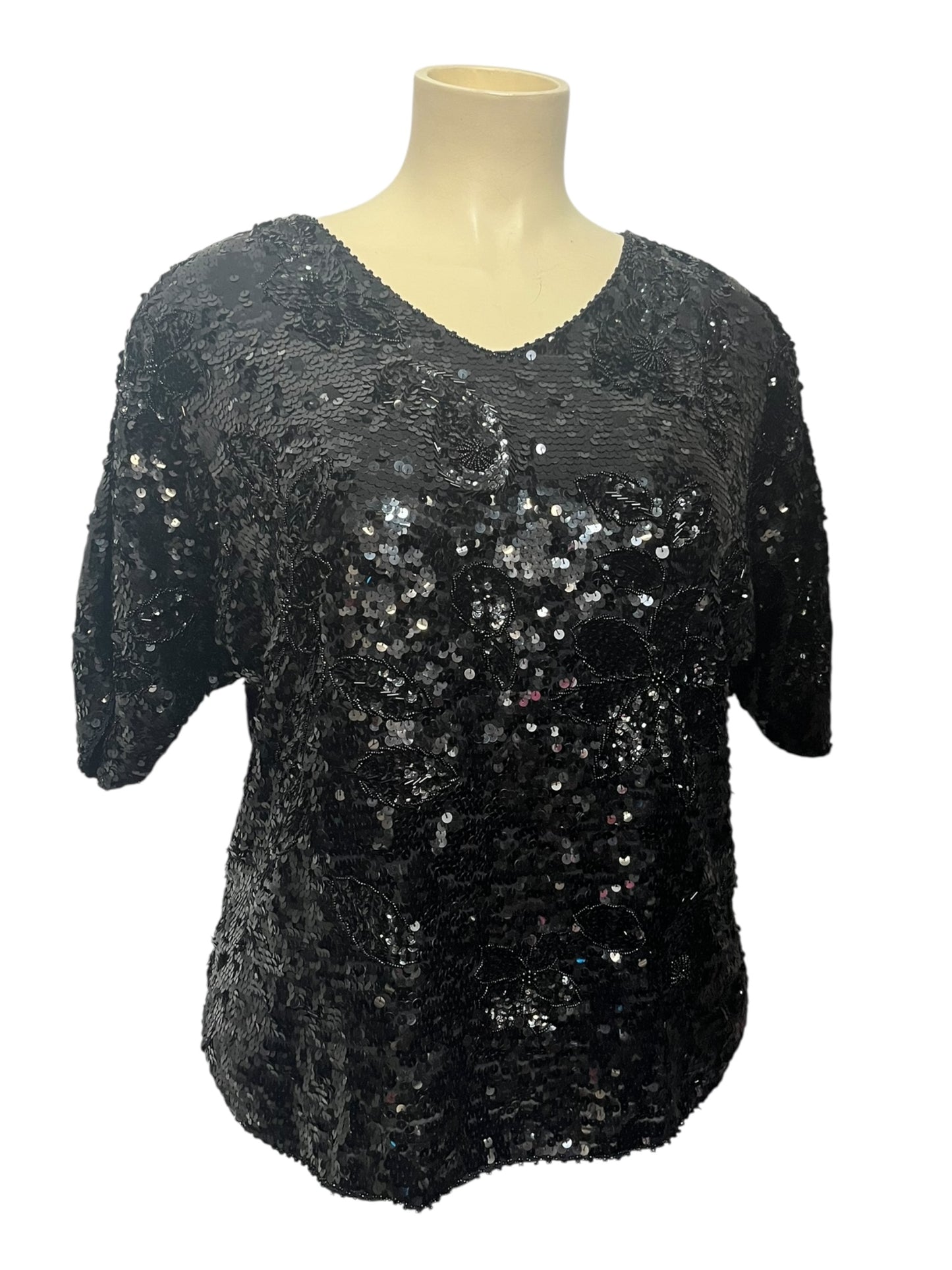 HEAVY BEAD & SEQUIN SILK TOP | 18/20