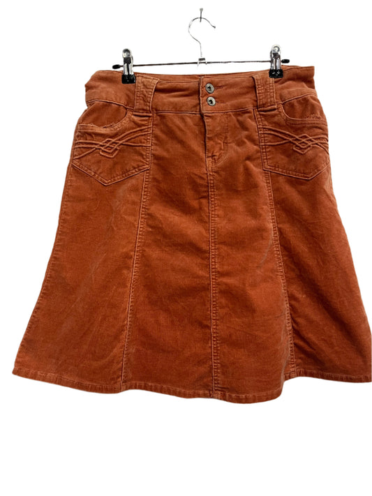 Orange 70s style cord skirt with pockets