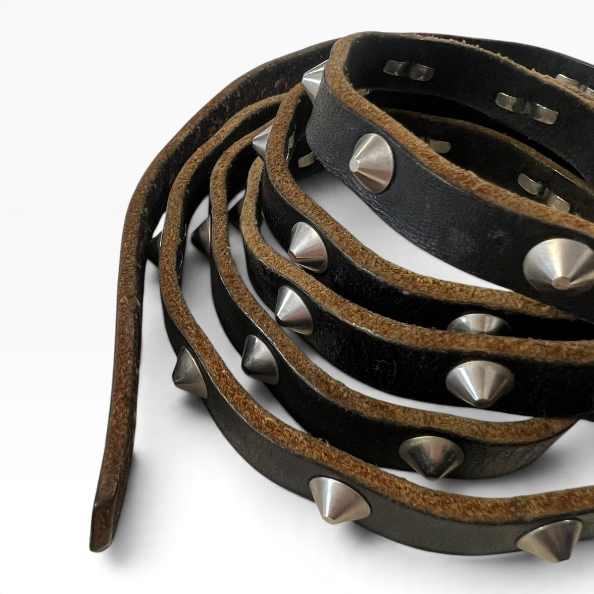 BLACK STUDDED LEATHER BELT