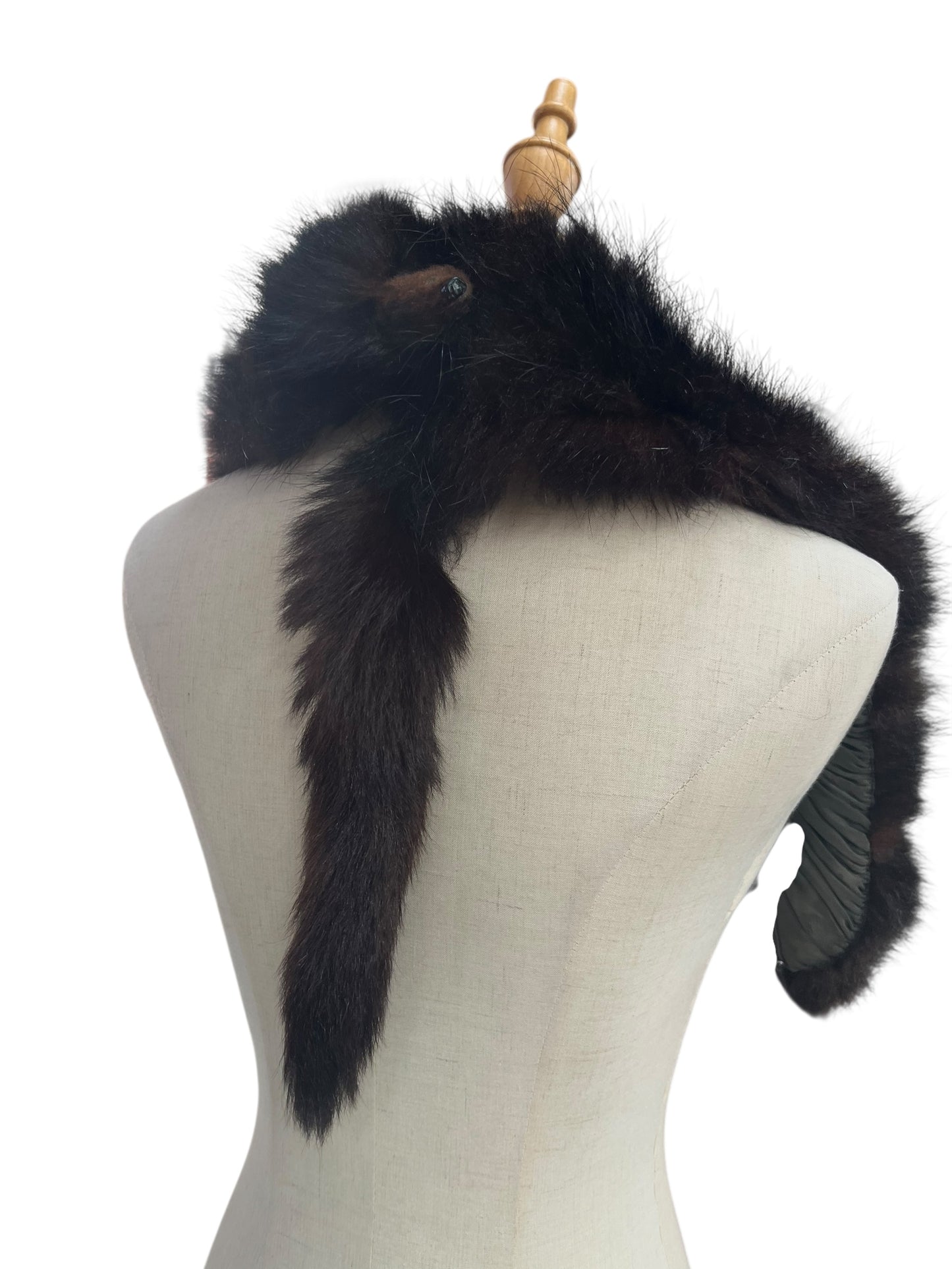DARK FOX HEAD FUR STOLE