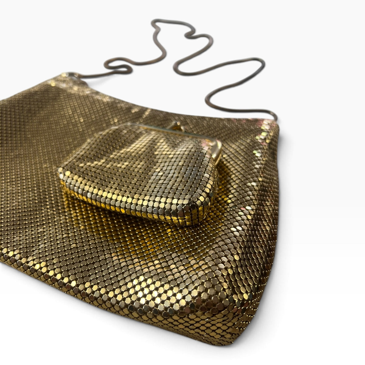 GOLD MESH BAG W/COIN PURSE