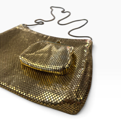 GOLD MESH BAG W/COIN PURSE