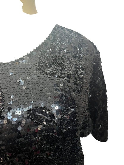 HEAVY BEAD & SEQUIN SILK TOP | 18/20