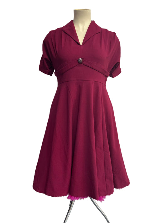 HELLBUNNY - BURGUNDY DRESS SZ 18