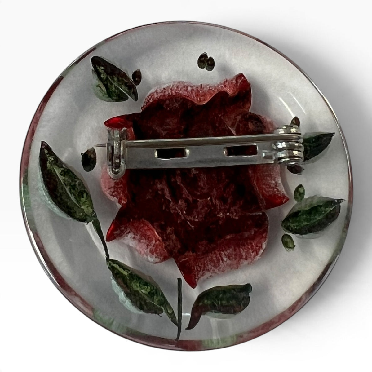 RED ROSE LUCITE BROOCH