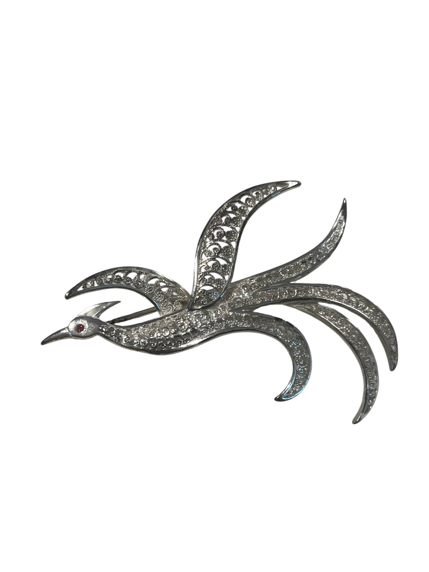 STERLING FIREBIRD BROOCH