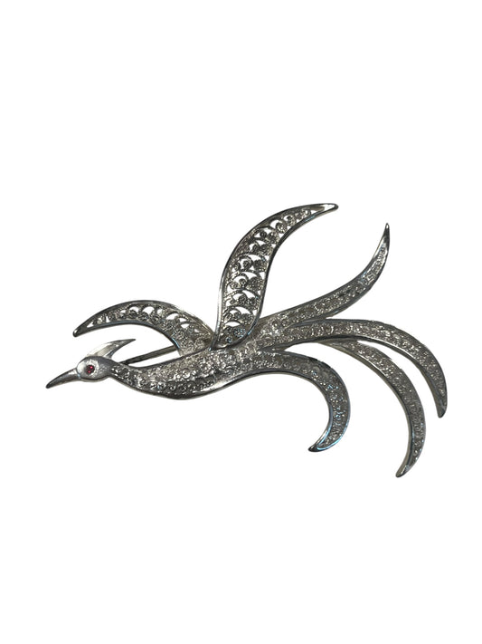 STERLING FIREBIRD BROOCH