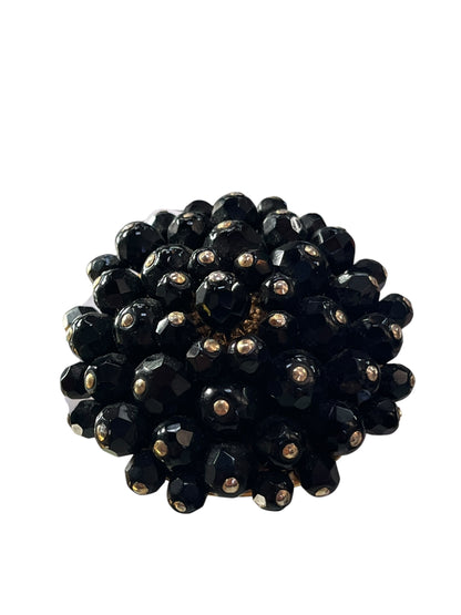 BLACK & GOLD BEADED BROOCH
