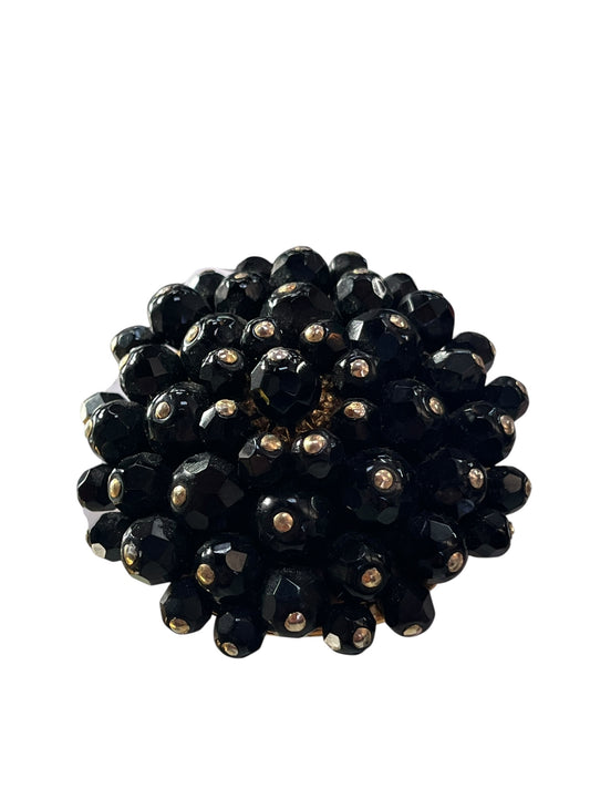 BLACK & GOLD BEADED BROOCH