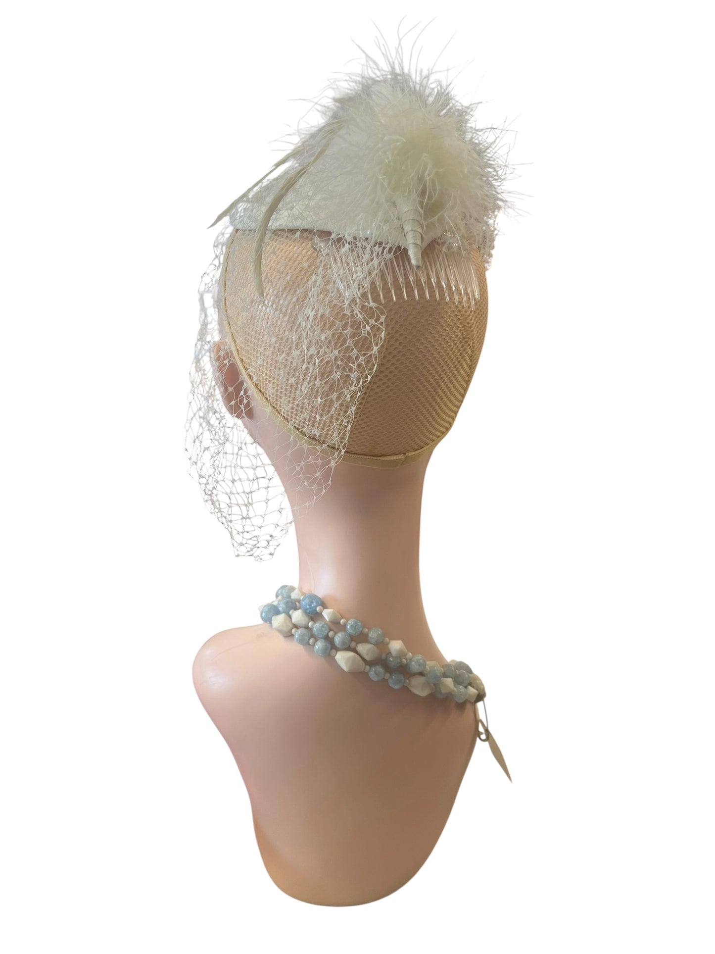 CREAM OVAL BIRDCAGE HEADPIECE