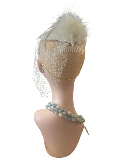 CREAM OVAL BIRDCAGE HEADPIECE