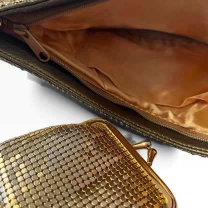 GOLD MESH BAG W/COIN PURSE