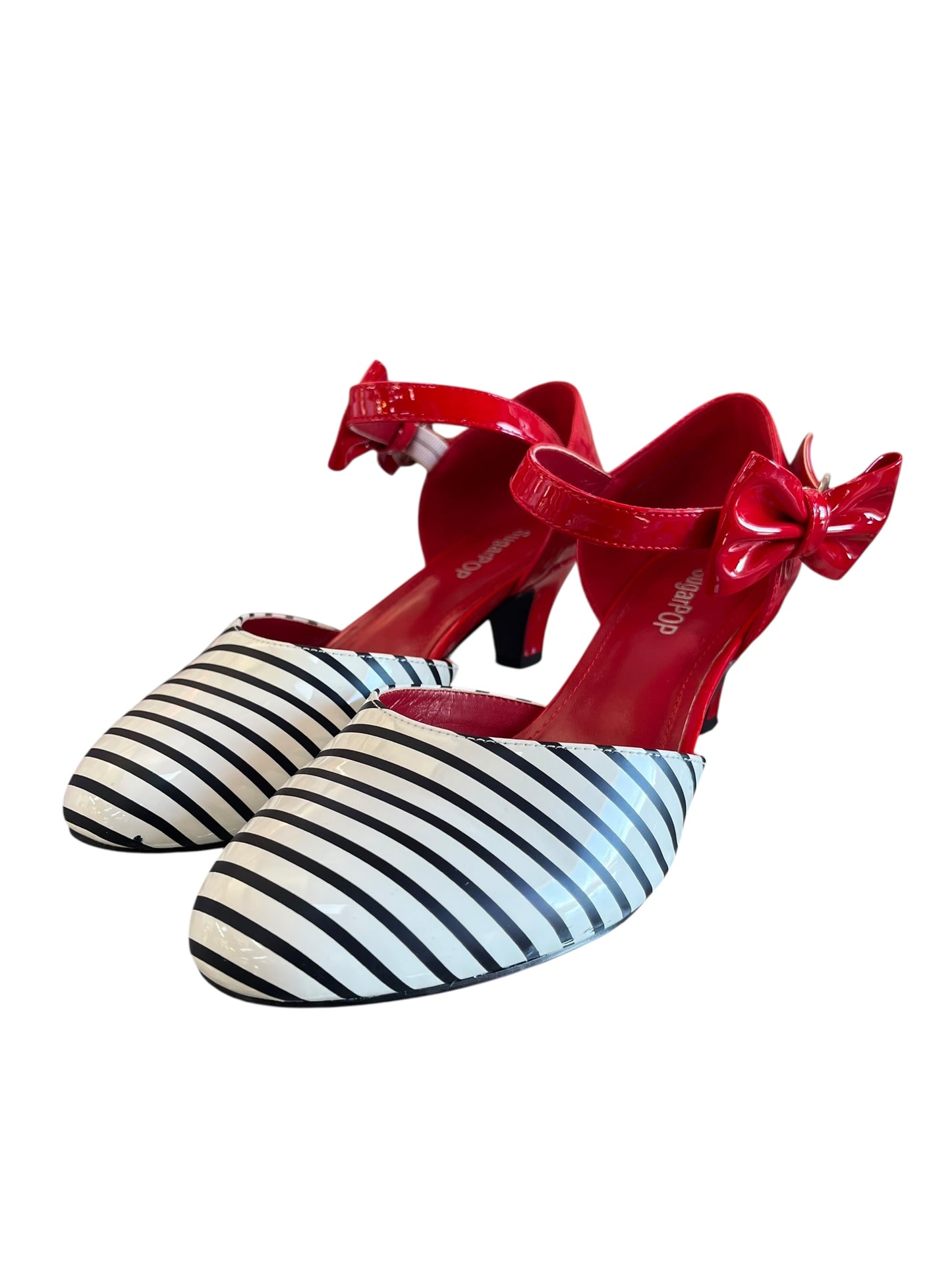 SUGARPOP RED STRIPED HEELS | 8