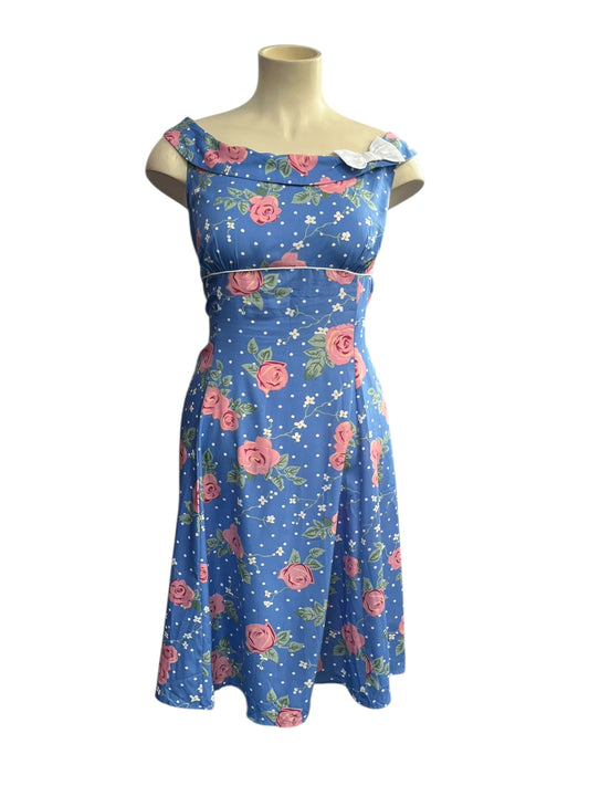 HELLBUNNY BLUE ROSE DRESS | 4xl