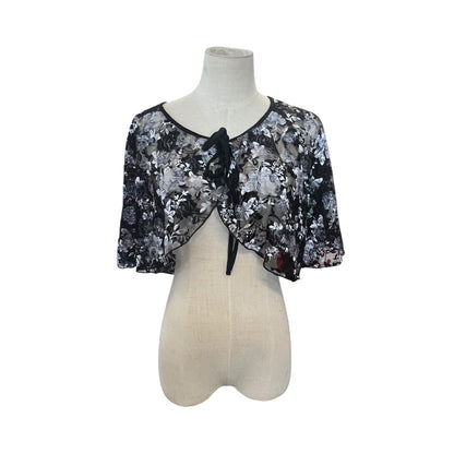 BLACK & GREY ROSE LACE SHAWL