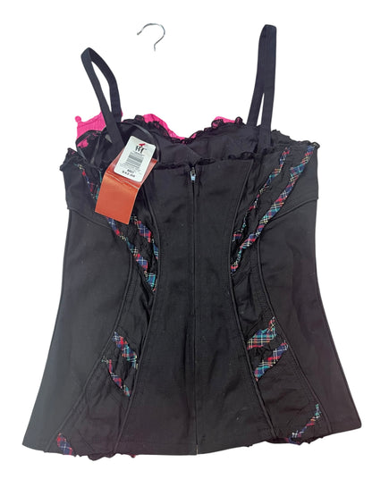 TRIPP NYC BLACK & TARTAN CORSET TOP | M