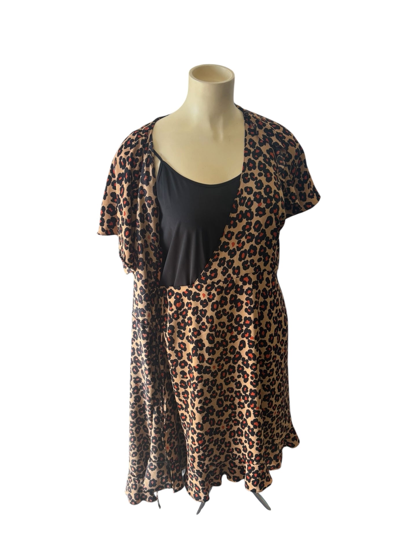 STELLA ROYAL LEOPARD WRAP DRESS | S (16-22)