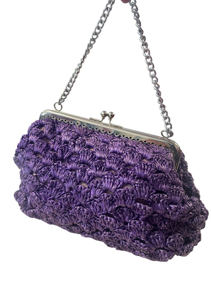 PURPLE RAFFIA HANDBAG