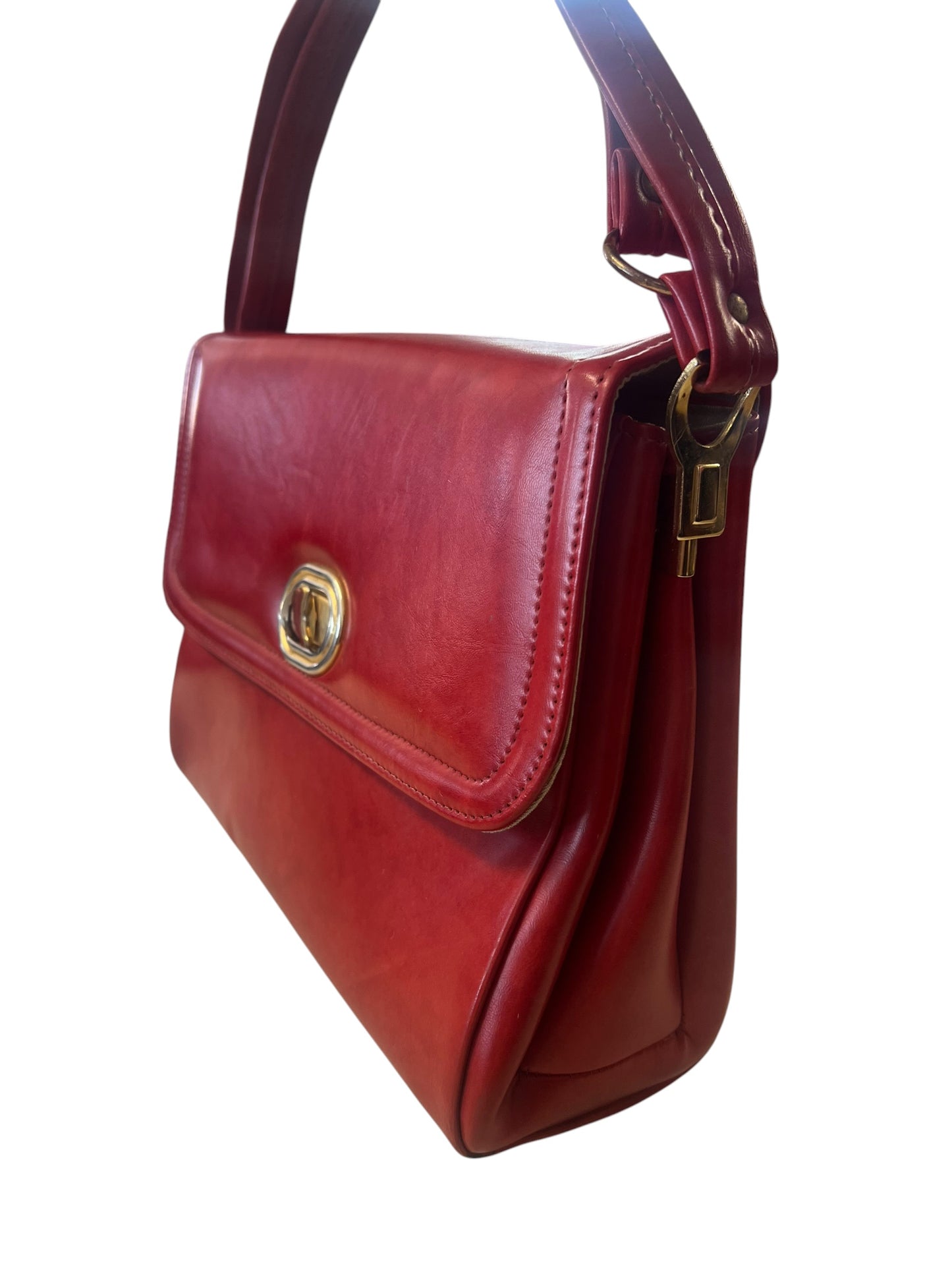 LARGE RED VINYL SHOULDER BAG