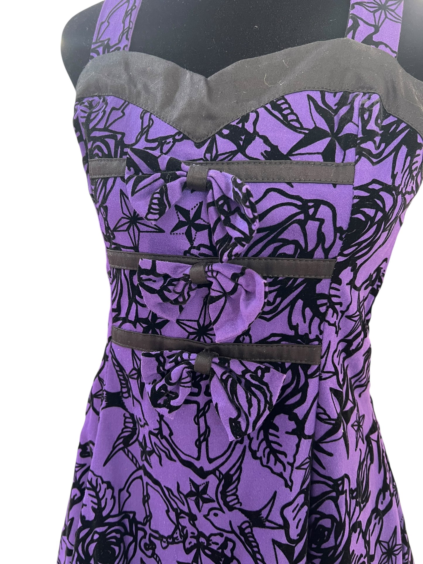 H&R PURPLE & BLACK VELOUR DRESS | 12