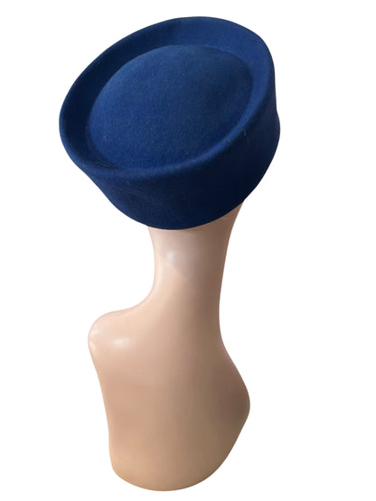 PIERRE CARDIN BLUE PILLBOX HAT