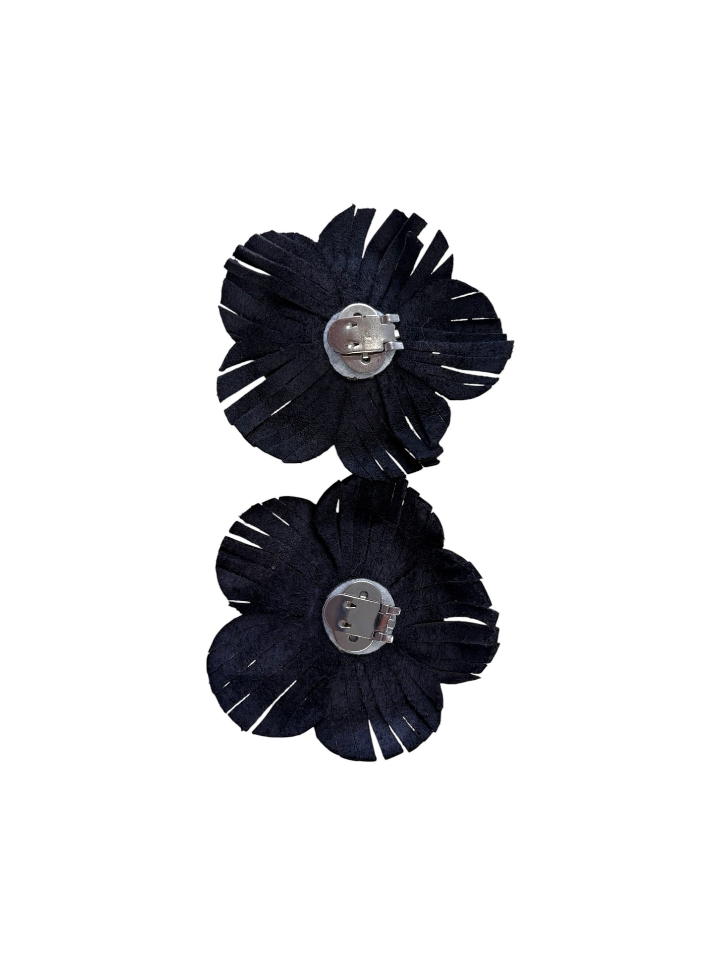 BLACK FLORAL LEATHER SHOE CLIPS