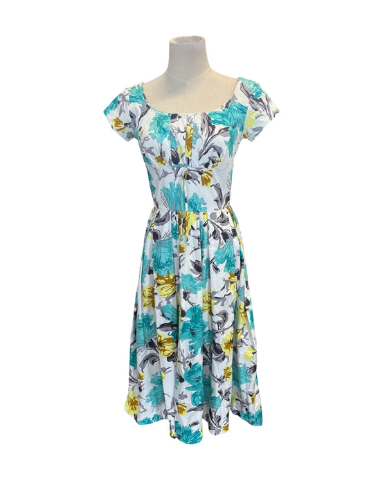 RETROSPECTD TEAL & YELLOW DRESS | 8