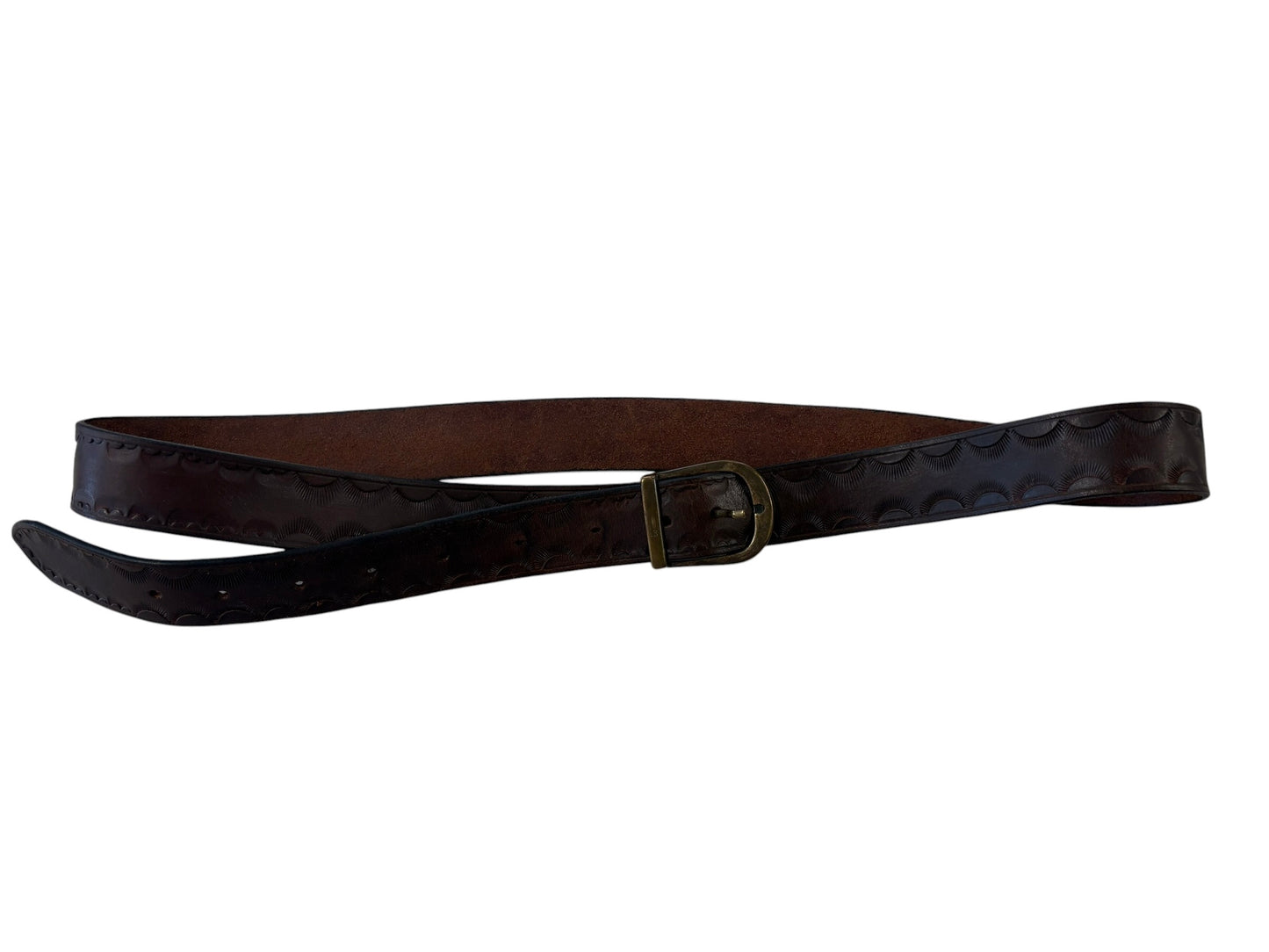 PATTERNED BROWN LEATHER BELT | M-L