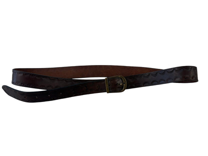 PATTERNED BROWN LEATHER BELT | M-L