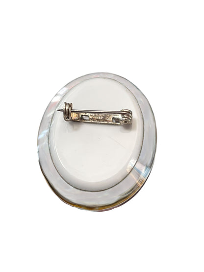 OVAL ORCHID LUCITE BROOCH