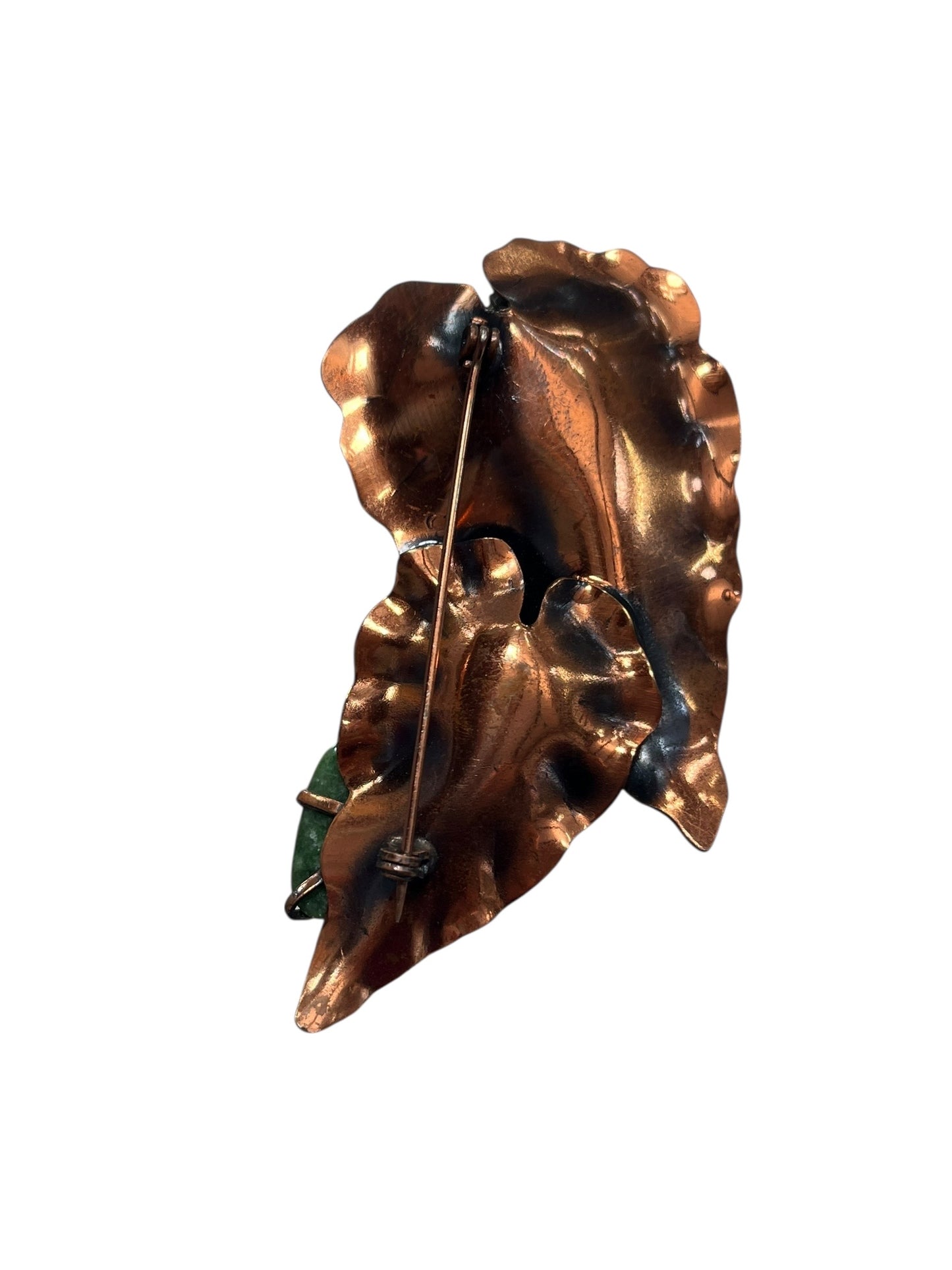 COPPER AND STONE BROOCH
