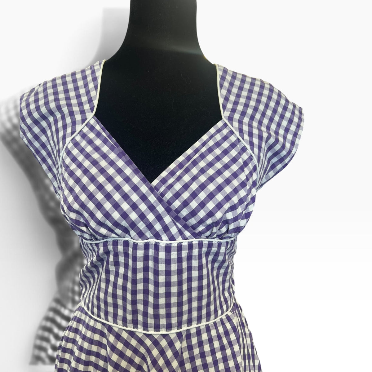 HELL BUNNY PURPLE GINGHAM DRESS | S/8