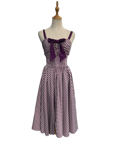 UNIQUE VINTAGE PURPLE GINGHAM DRESS | 4/6