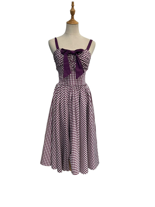 UNIQUE VINTAGE PURPLE GINGHAM DRESS | 4/6