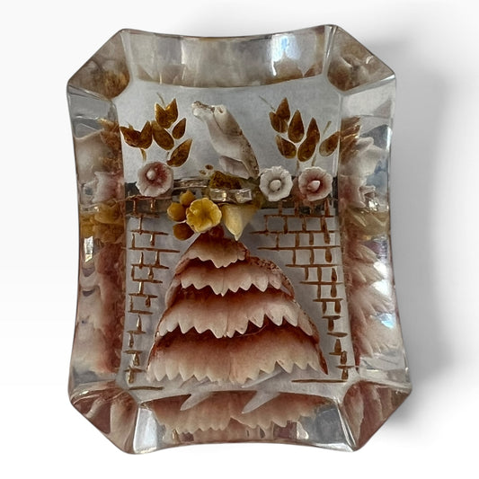 50s PEACH LADY LUCITE BROOCH