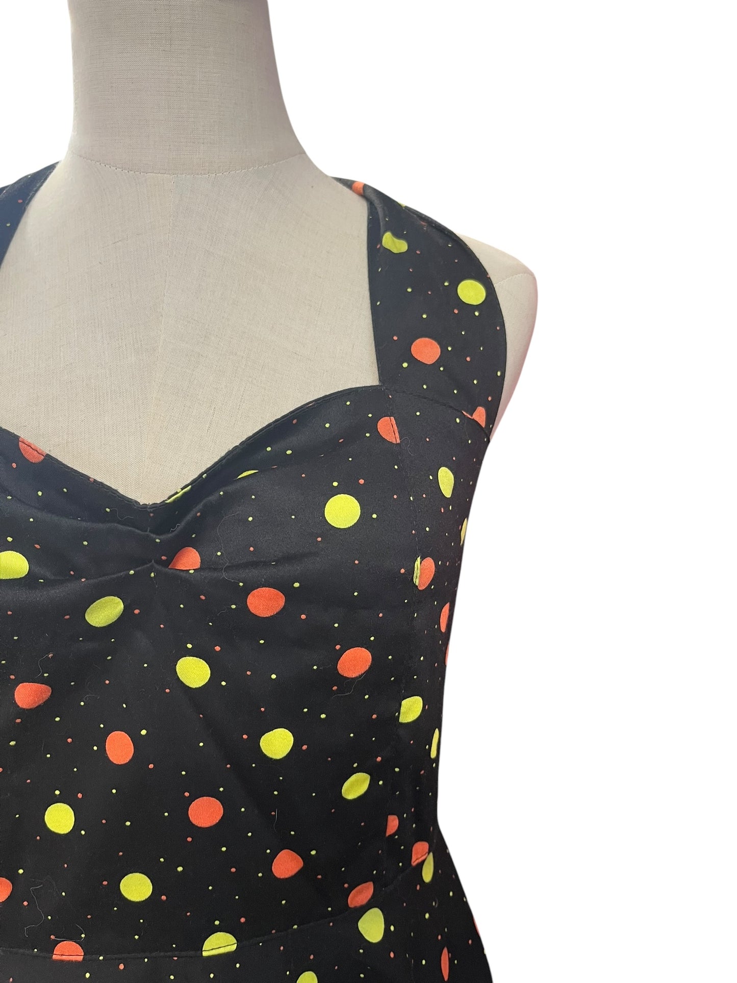 BLACK RED & YELLOW POLKADOT DRESS | S