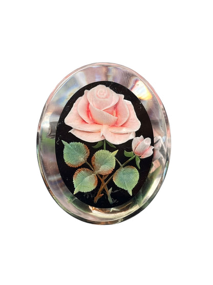 OVAL PINK ROSE BROOCH