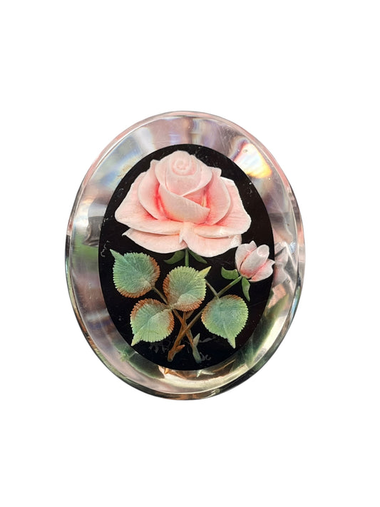 OVAL PINK ROSE BROOCH