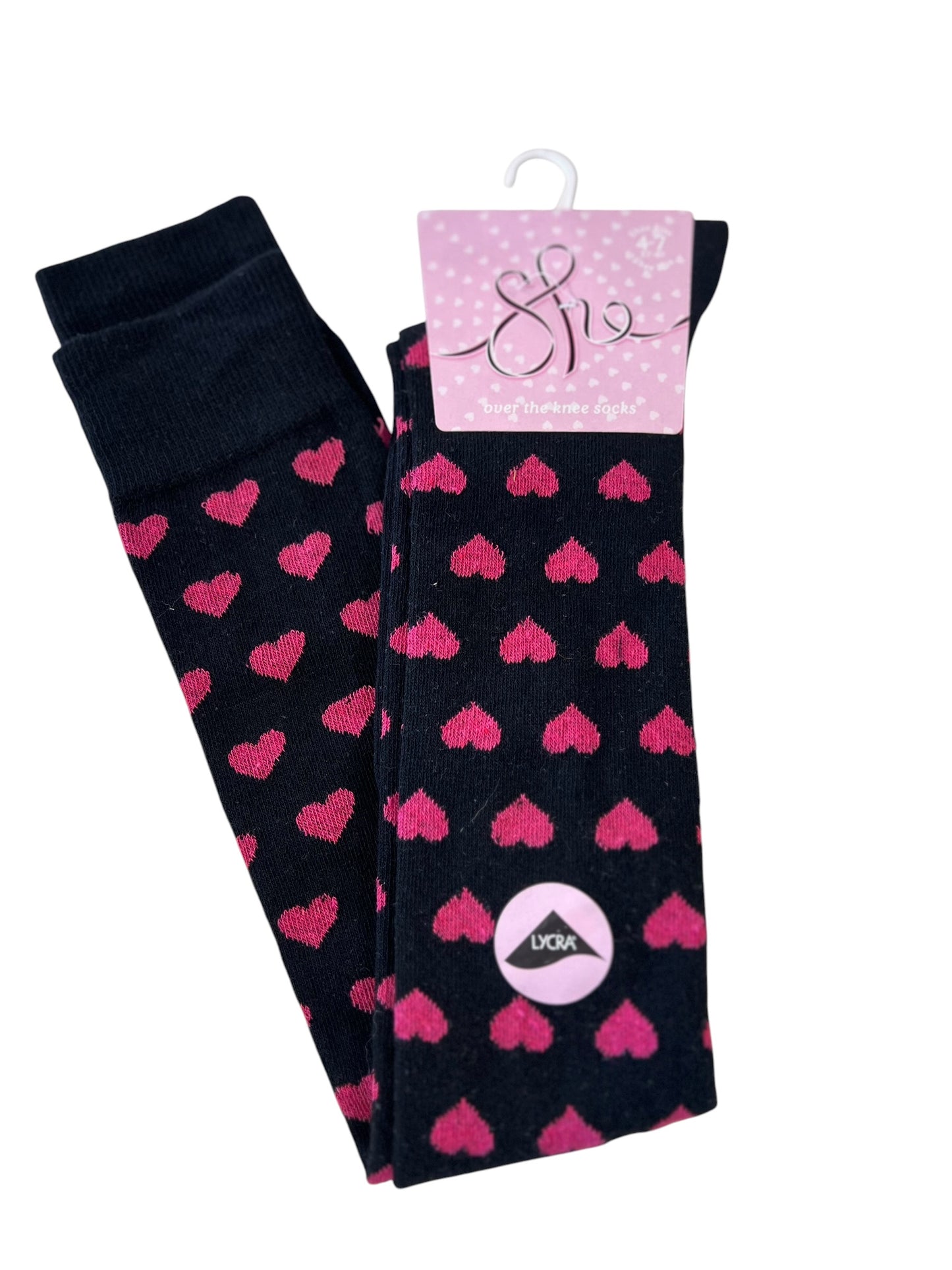 PINK HEART KNEE HIGH SOCKS
