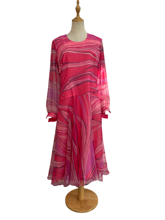 ROSEMARIE MULLER 70S CHIFFON DRESS SZ 14