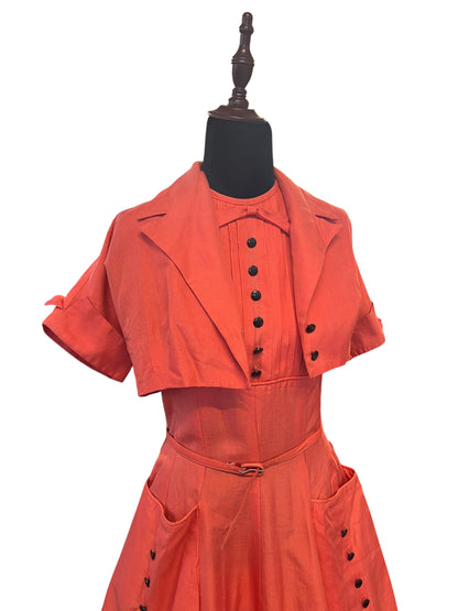 1950s PEACH DRESS & BOLERO SET | 8
