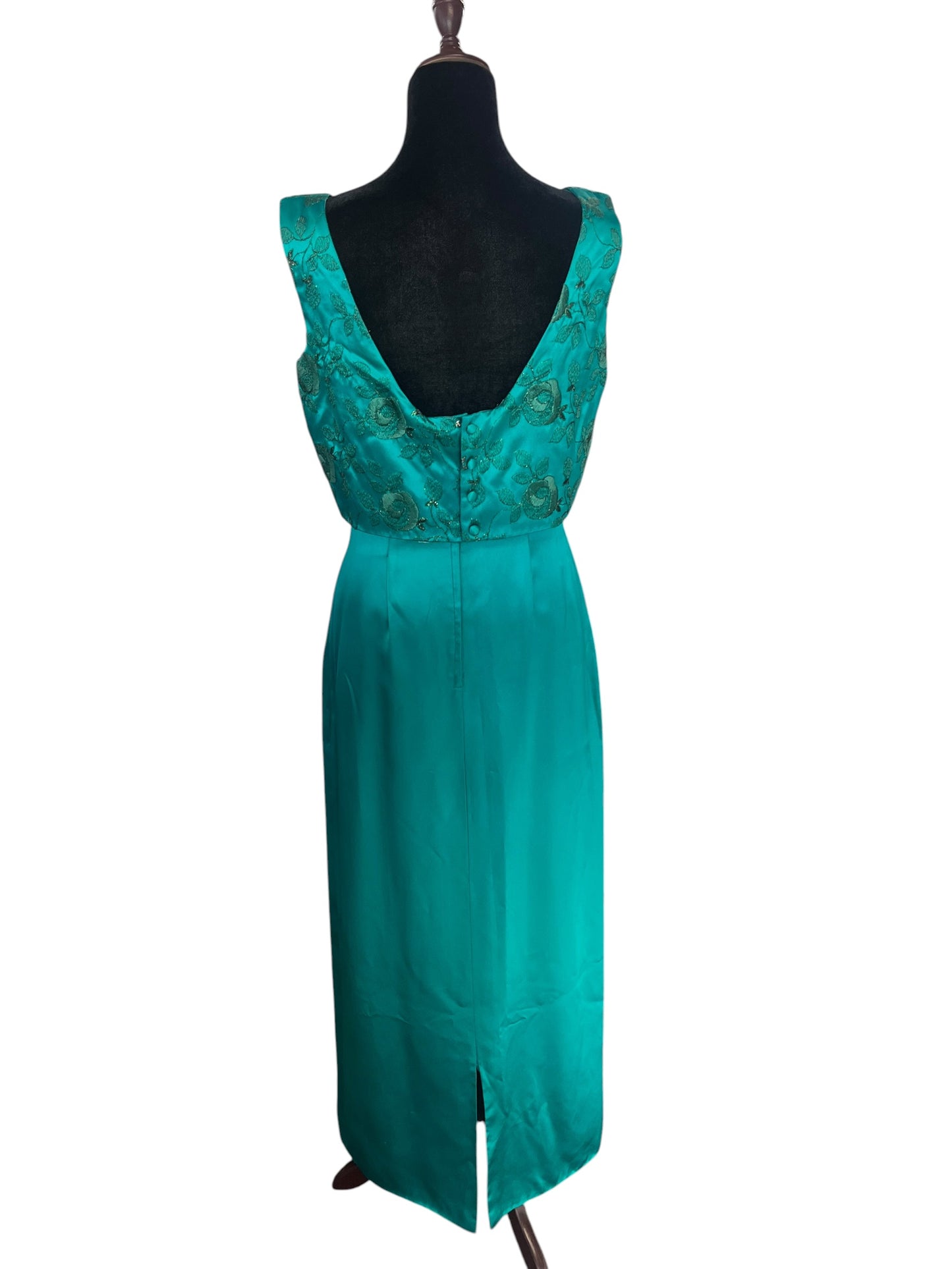 GREEN ENVY SATIN GOWN | 10